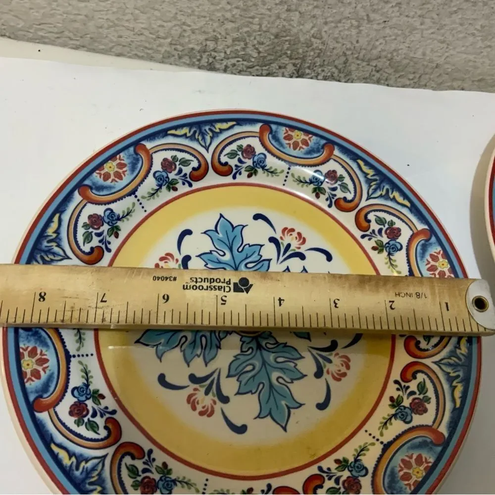 Euro Ceramica Zanzibar Ceramic 8.75” Salad Plate Set of 2 Multicolor G26